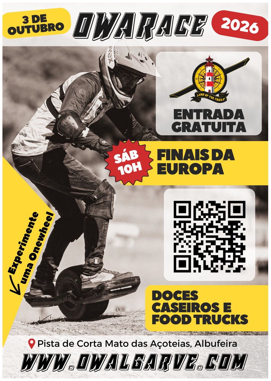 Cartaz da OWARace 2026: sábado 3 de outubro, finais da Europa, entrada gratuita